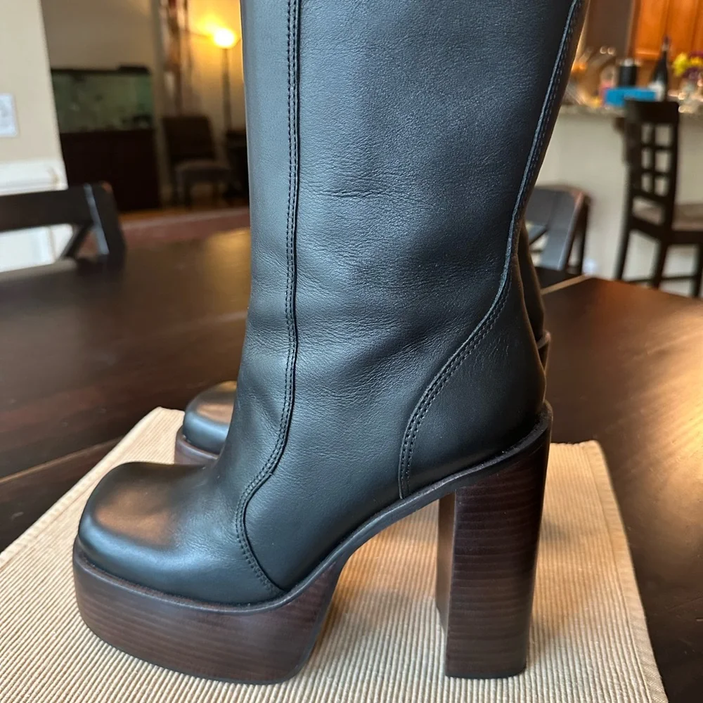 Steve Madden Black Leather Heeled Boots - Picture 5 of 8